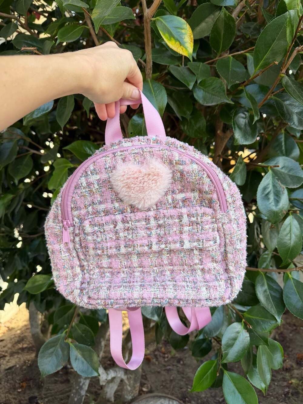 OMG Accessories Kids Girl Pink Tweed Mini Backpack